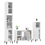 3 Piece Bathroom Furniture Set White Engineered Wood - Top-Down View