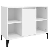 3 Piece Bathroom Furniture Set White Engineered Wood - 45-Degree Angle