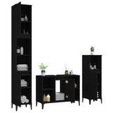 3 Piece Bathroom Furniture Set Black Engineered Wood - Side View
