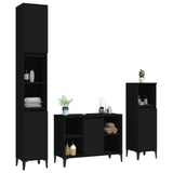 3 Piece Bathroom Furniture Set Black Engineered Wood - Top-Down View