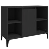 3 Piece Bathroom Furniture Set Black Engineered Wood - 45-Degree Angle