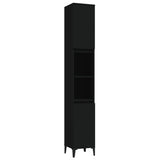 3 Piece Bathroom Furniture Set Black Engineered Wood - Rear View