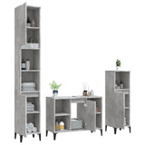 3 Piece Bathroom Furniture Set Concrete Grey Engineered Wood - Side View