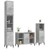 3 Piece Bathroom Furniture Set Concrete Grey Engineered Wood - Top-Down View