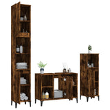 3 Piece Bathroom Furniture Set Smoked Oak Engineered Wood - Side View