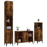 3 Piece Bathroom Furniture Set Smoked Oak Engineered Wood