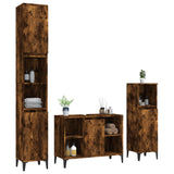 3 Piece Bathroom Furniture Set Smoked Oak Engineered Wood - Top-Down View