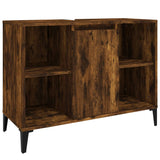 3 Piece Bathroom Furniture Set Smoked Oak Engineered Wood - 45-Degree Angle
