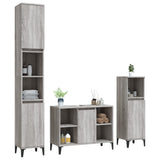 3 Piece Bathroom Furniture Set Grey Sonoma Engineered Wood - Top-Down View