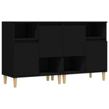 Sideboards 2 pcs Black 60x35x70 cm Engineered Wood - Front View