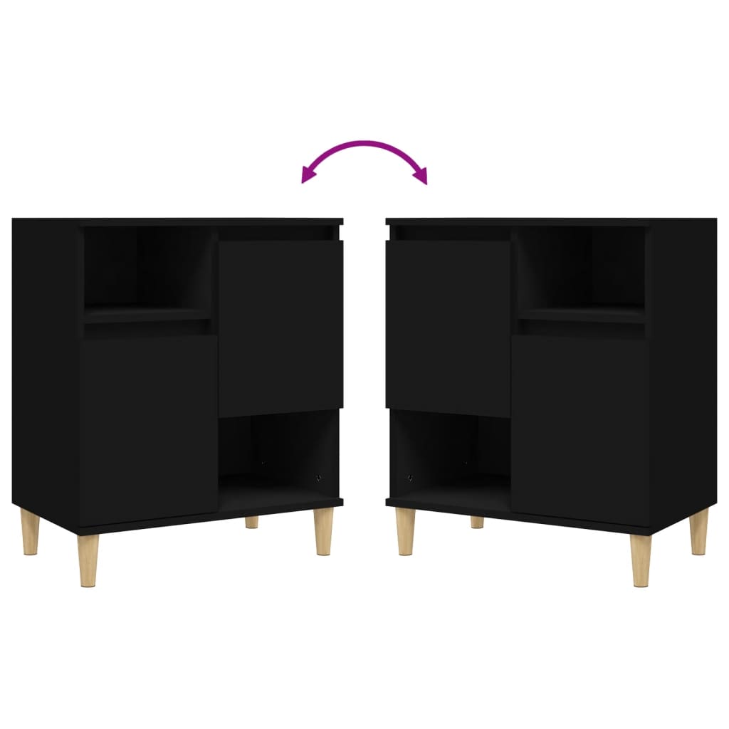 Sideboards 2 pcs Black 60x35x70 cm Engineered Wood
