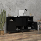 Sideboards 2 pcs Black 60x35x70 cm Engineered Wood - Side View