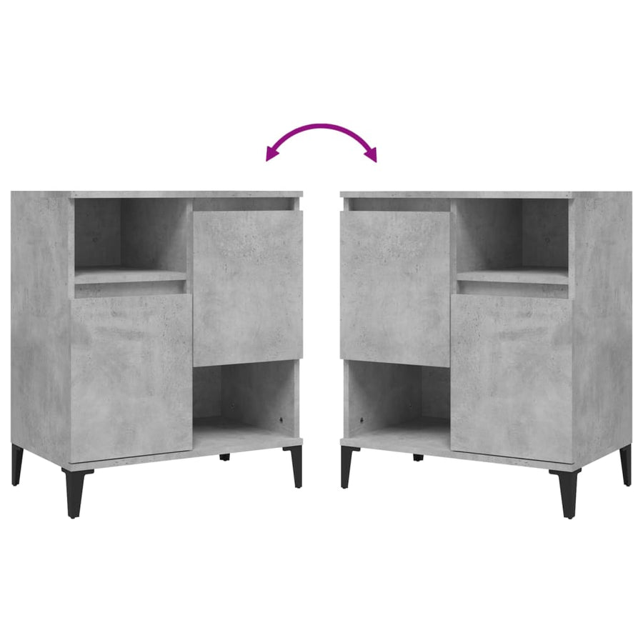 Sideboards 2 pcs Concrete Grey 60x35x70 cm Engineered Wood