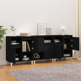 Sideboards 3 pcs Black 60x35x70 cm Engineered Wood - Side View