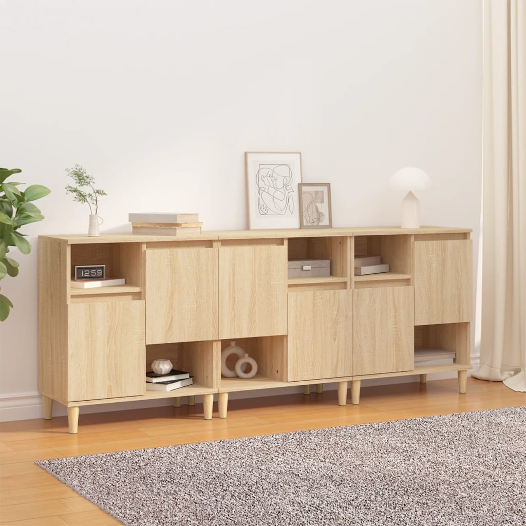 Sideboards 3 pcs Sonoma Oak 60x35x70 cm Engineered Wood