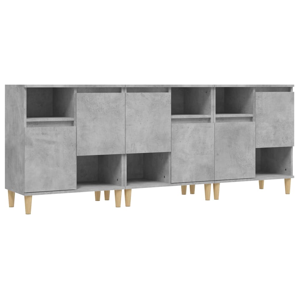 Sideboards 3 pcs Concrete Grey 60x35x70 cm Engineered Wood