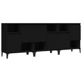 Sideboards 3 pcs Black 60x35x70 cm Engineered Wood - Front View