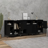 Sideboards 3 pcs Black 60x35x70 cm Engineered Wood - Side View
