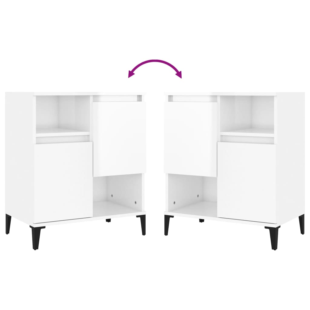 Sideboards 3 pcs High Gloss White 60x35x70 cm Engineered Wood