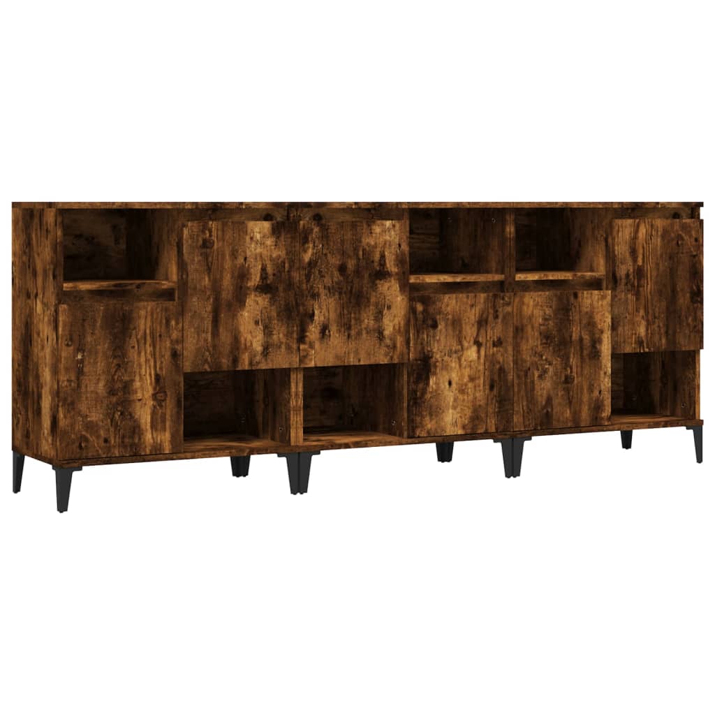 Sideboards 3 pcs Smoked Oak 60x35x70 cm Engineered Wood