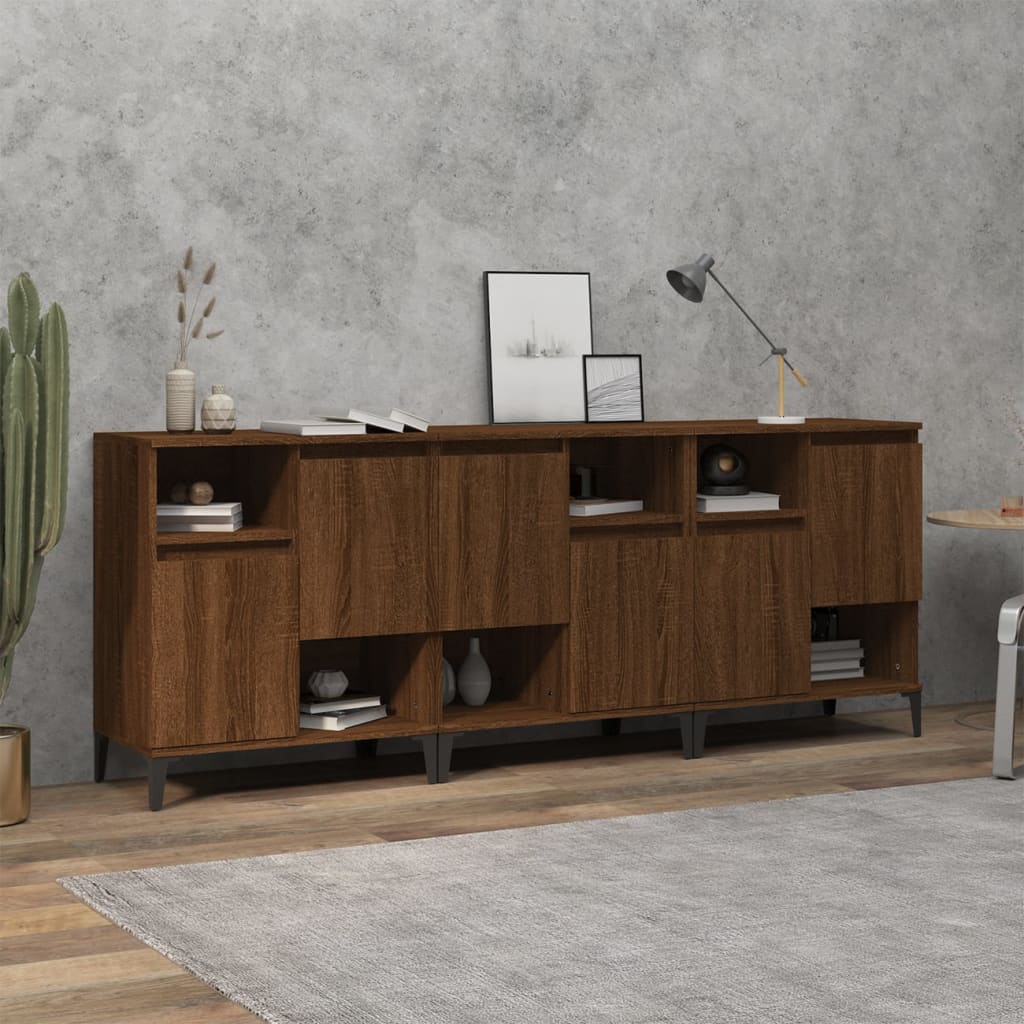 Sideboards 3 pcs Brown Oak 60x35x70 cm Engineered Wood