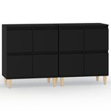 Sideboards 2 pcs Black 60x35x70 cm Engineered Wood - Front View