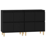 Sideboards 2 pcs Black 60x35x70 cm Engineered Wood - Rear View