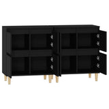 Sideboards 2 pcs Black 60x35x70 cm Engineered Wood - Close-Up Angle
