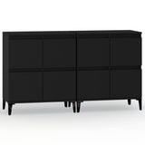 Sideboards 2 pcs Black 60x35x70 cm Engineered Wood - Front View
