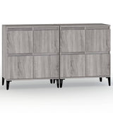Sideboards 2 pcs Grey Sonoma 60x35x70 cm Engineered Wood - Front View