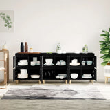 Sideboards 3 pcs Black 60x35x70 cm Engineered Wood - Side View