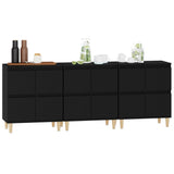 Sideboards 3 pcs Black 60x35x70 cm Engineered Wood - Top-Down View