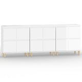 Sideboards 3 pcs High Gloss White 60x35x70 cm Engineered Wood - Front View