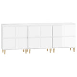 Sideboards 3 pcs High Gloss White 60x35x70 cm Engineered Wood - Rear View