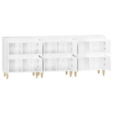 Sideboards 3 pcs High Gloss White 60x35x70 cm Engineered Wood - Close-Up Angle