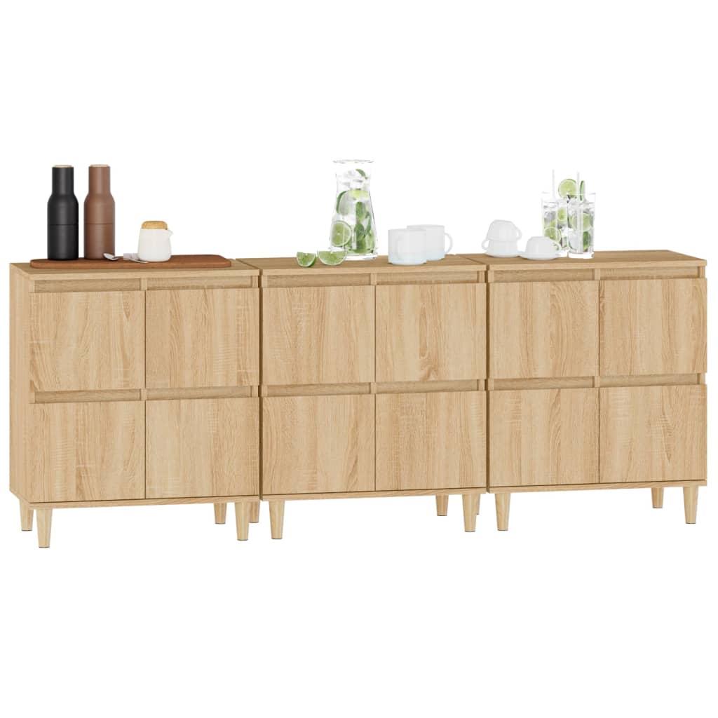 Sideboards 3 pcs Sonoma Oak 60x35x70 cm Engineered Wood