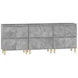 Sideboards 3 pcs Concrete Grey 60x35x70 cm Engineered Wood - Rear View