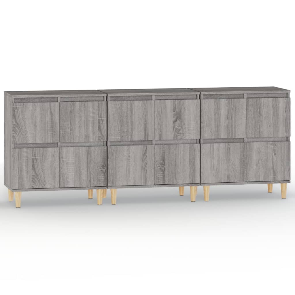 Sideboards 3 pcs Grey Sonoma 60x35x70 cm Engineered Wood