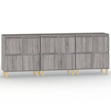 Sideboards 3 pcs Grey Sonoma 60x35x70 cm Engineered Wood - Front View