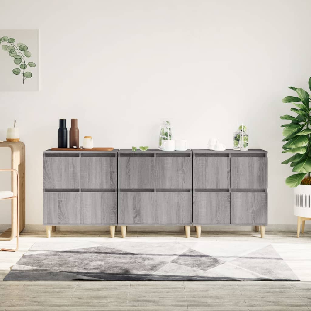 Sideboards 3 pcs Grey Sonoma 60x35x70 cm Engineered Wood