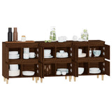 Sideboards 3 pcs Brown Oak 60x35x70 cm Engineered Wood - 45-Degree Angle