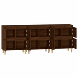 Sideboards 3 pcs Brown Oak 60x35x70 cm Engineered Wood - Close-Up Angle