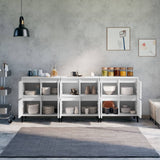 Sideboards 3 pcs White 60x35x70 cm Engineered Wood - Side View