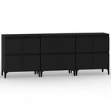 Sideboards 3 pcs Black 60x35x70 cm Engineered Wood - Front View