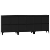 Sideboards 3 pcs Black 60x35x70 cm Engineered Wood - Rear View
