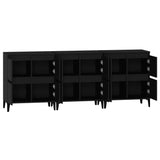 Sideboards 3 pcs Black 60x35x70 cm Engineered Wood - Close-Up Angle