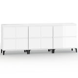 Sideboards 3 pcs High Gloss White 60x35x70 cm Engineered Wood