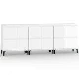 Sideboards 3 pcs High Gloss White 60x35x70 cm Engineered Wood - Front View
