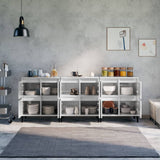 Sideboards 3 pcs High Gloss White 60x35x70 cm Engineered Wood - Side View