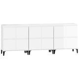 Sideboards 3 pcs High Gloss White 60x35x70 cm Engineered Wood - Rear View